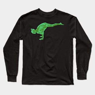 Eka Pada Galavasana in Scheele's & Paris Green Long Sleeve T-Shirt